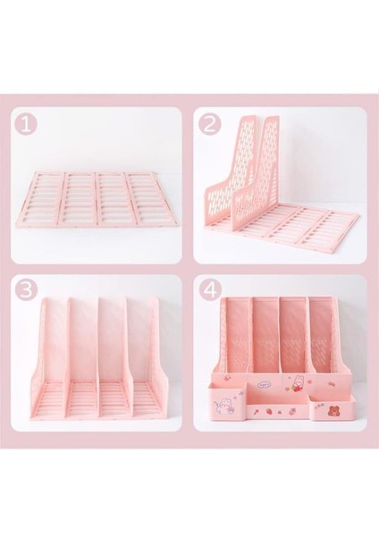 Mg 124 Pastel Pembe 4 Bölmeli Modüler Tasarım Organizer Kalemlikli Magazinlik Klasör Arşiv Kutusu Demonte fiyatları