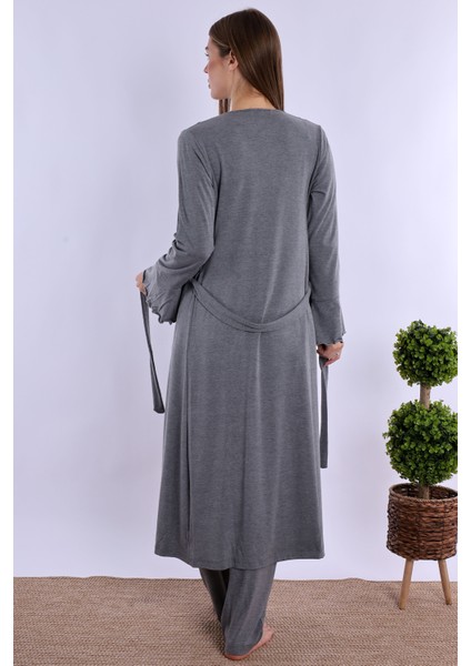 Füme Sabahlıklı Hamile Lohusa Pijama Takımı fırsatları