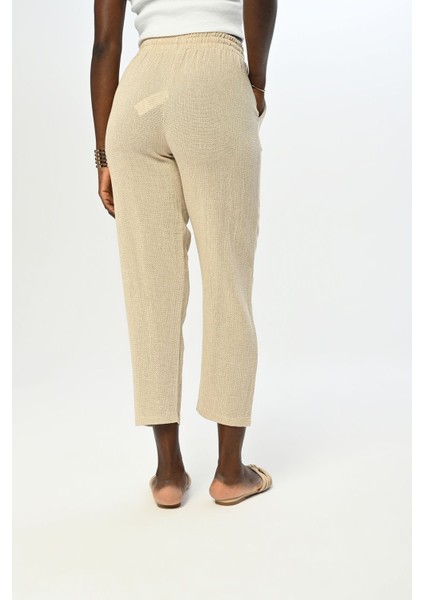 Kadın Beli Lastikli Rahat Kalıp %100 Pamuk Pantolon modelleri