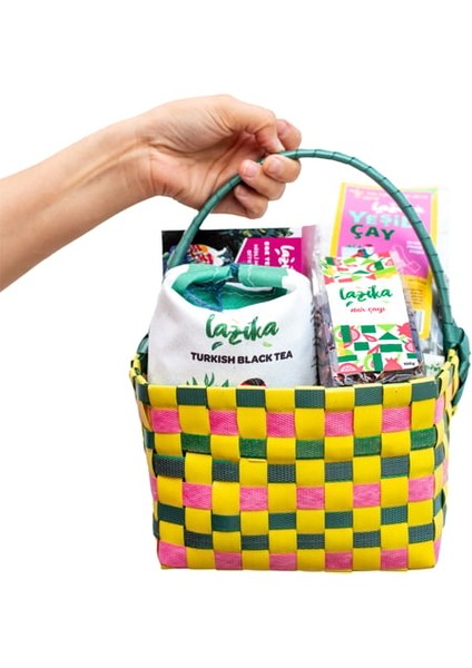 Geçmiş Olsun Çay Seti-Bez Ambalaj Siyah Çay, Nar Çayı, Nane Limon Çayı, Yeşil Çay Piramit Poşet, Ege Çay
