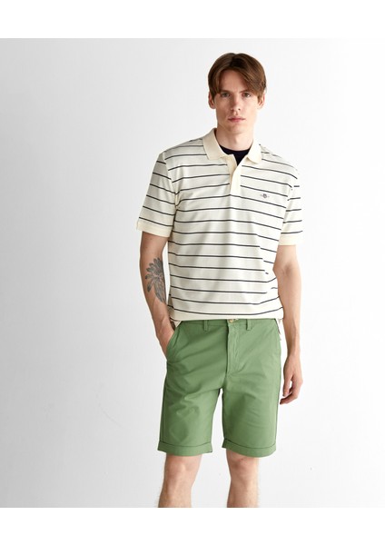 Erkek Krem Regular Fit Çizgili Polo