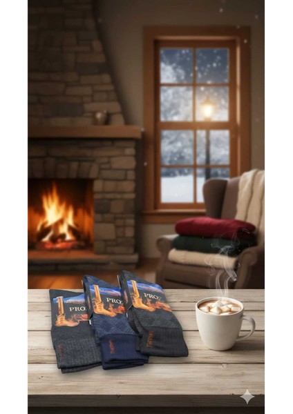 Havlu Lambswool (Yün) Thermal Erkek Çorap, Dikişsiz Burun, Asorti , 3'lü Paket fiyatları