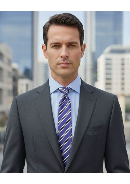 Lila Renkli Çizgili Klasik Kravat fiyatları