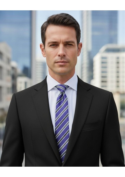 Lila Renkli Çizgili Klasik Kravat fırsatları