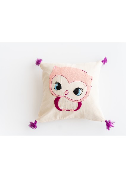 El Işçiliği Baykuş Desen Punch Çocuk Kırlenti – Buldan Dokuması (43X43 Cm)