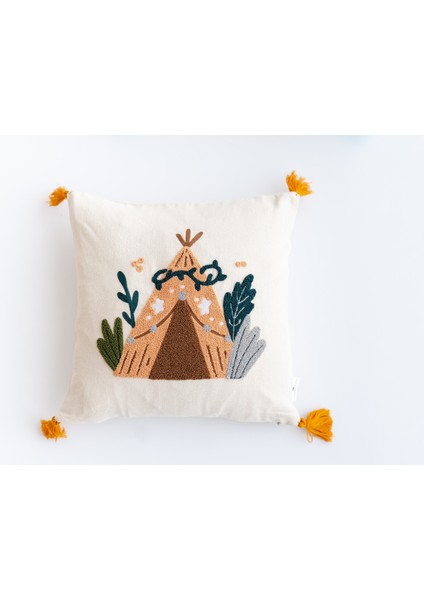 El Işçiliği Cadır Desen Punch Çocuk Kırlenti – Buldan Dokuması (43X43 Cm)