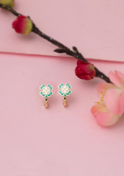 Su Yeşili Yonca Çocuk Küpesi 14 Ayar fırsatları