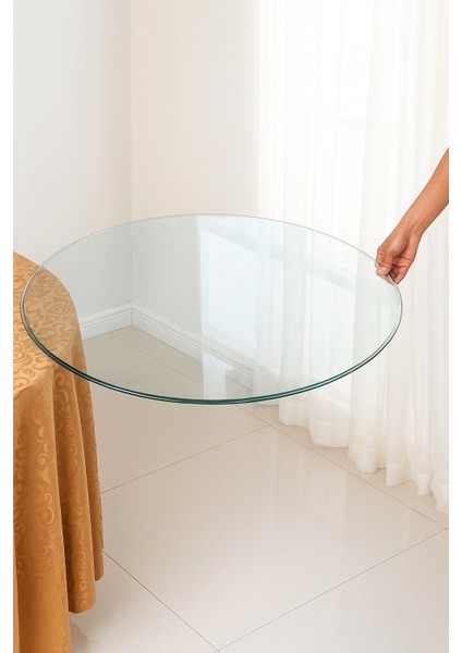 Temperli Cam Yuvarlak Cam Dayanıklı, Şık Dekoratif Cam Masa Üstü 4 mm