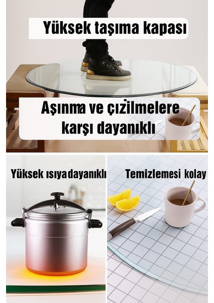 Temperli Cam Yuvarlak Cam Dayanıklı, Şık Dekoratif Cam Masa Üstü 4 mm modelleri
