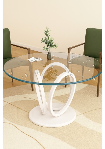 Temperli Cam Yuvarlak Cam Dayanıklı, Şık Dekoratif Cam Masa Üstü 4 mm