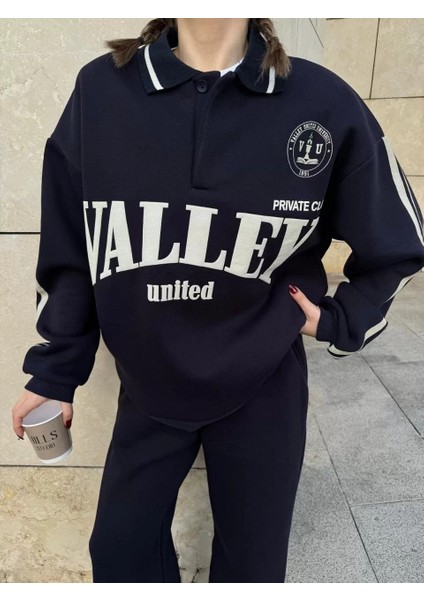 Üç Iplik Yakalı Sweat Baggy Pantalonlu Takım - Siyah