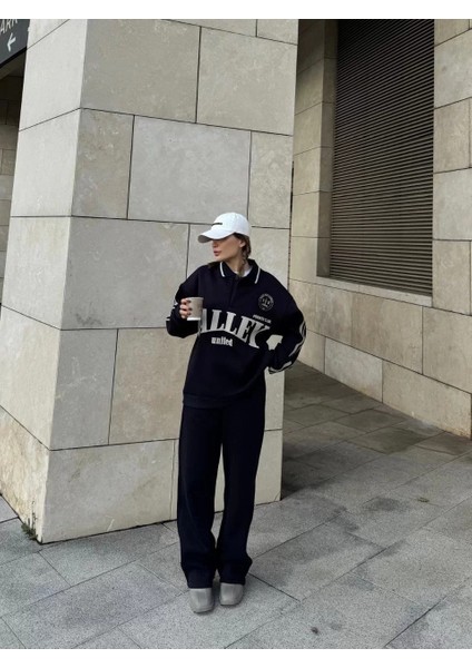 Üç Iplik Yakalı Sweat Baggy Pantalonlu Takım - Siyah fiyatları