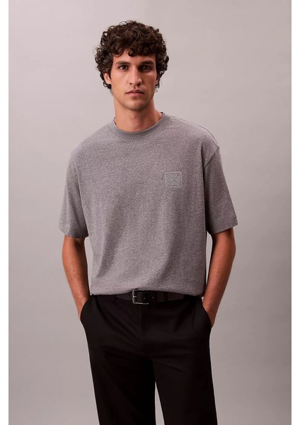 Erkek Regular Fit Amblem Logolu T-Shirt - Gri