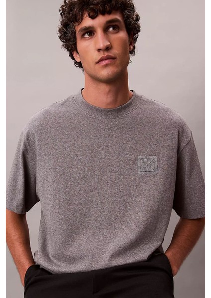 Erkek Regular Fit Amblem Logolu T-Shirt - Gri indirimleri