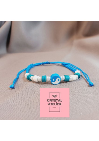 Mavi Ying Yang Makrome Bileklik – El Yapımı Unisex Ayarlanabilir Makrome Bileklik – Şans ve Denge Sembolü Mavi Ying Yang Tasarım Bileklik - Ying Yang Bileklik - Makrome Bileklik modelleri