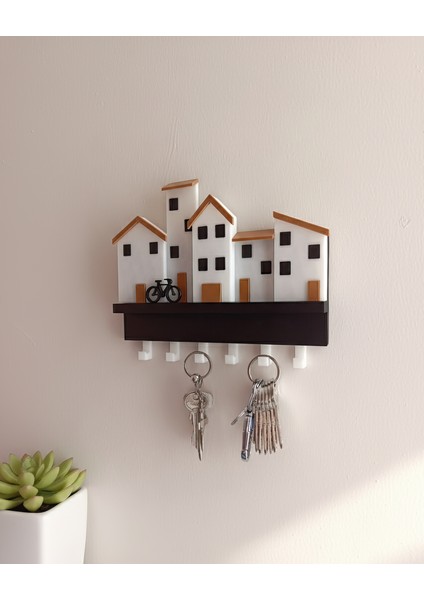 Minik Evler V1 Anahtarlık-Duvar Askılı Anahtarlık Anahtarlık Askısı-Duvar Anahtarlığı (22X18 Cm) Duvar Anahtarlığı