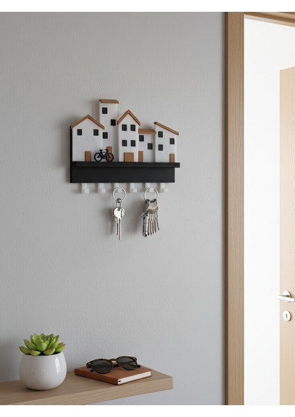 Minik Evler V1 Anahtarlık-Duvar Askılı Anahtarlık Anahtarlık Askısı-Duvar Anahtarlığı (22X18 Cm) Duvar Anahtarlığı fırsatları
