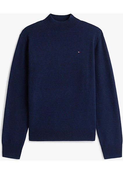 Kadın Kaşmir Karışımlı Yarım Balıkçı Yaka Triko Kazak - Lacivert indirimleri