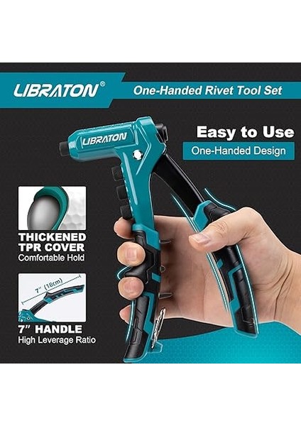 Tek Elle Perçin Tabancası, Pop Perçin Tabancası Seti, Profesyonel El Perçinleyici, Metal Için 200 Perçinli Manuel Perçinleme Aleti, 4 Matkap Ucu, 4 Aletsiz Değiştirilebilir Başlık, Saklama fiyatları