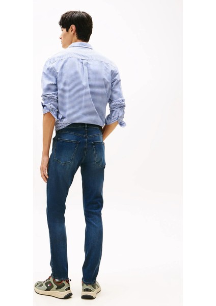 Erkek Scanton Dar Kalıp Eskitme Görünümlü Jean Pantolon - Mavi modelleri