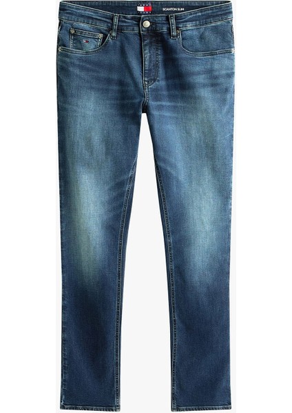 Erkek Scanton Dar Kalıp Eskitme Görünümlü Jean Pantolon - Mavi indirimleri