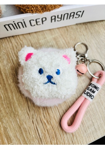 Mini Peluş Ayıcık Cep Aynası – Sevimli Anahtarlıklı | Yumuşak Peluş Tasarım