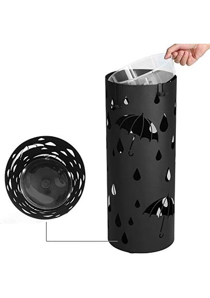 Metal Şemsiye, Yuvarlak Şemsiye, Damlama Kasesi, Kancalı, 49 x Çap 19,5 Cm, Siyah, LUC23B fiyatları