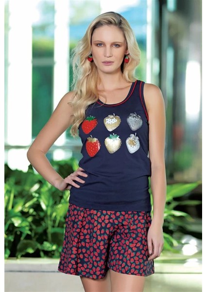 2490 Berrak Çilekli Bayan Şortlu Takım fiyatları