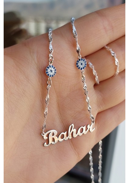 925 Ayar Gümüş 2 Nazar Boncuklu Kolye