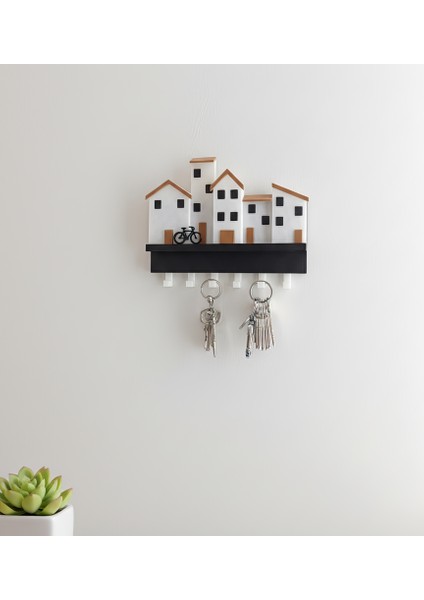 Minik Evler V1 Anahtarlık-Duvar Askılı Anahtarlık Anahtarlık Askısı-Duvar Anahtarlığı (22X18 Cm) Duvar Anahtarlığı
