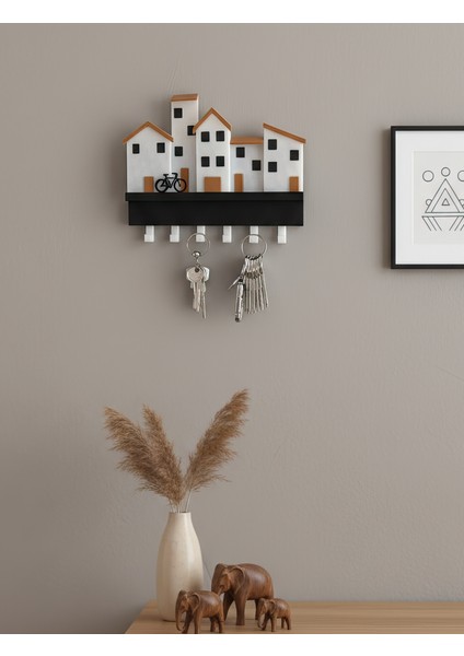 Minik Evler V1 Anahtarlık-Duvar Askılı Anahtarlık Anahtarlık Askısı-Duvar Anahtarlığı (22X18 Cm) Duvar Anahtarlığı