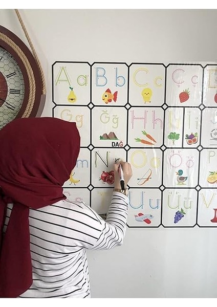 Kağıt Türkçe Alfabe Tablosu Alfabe Harfleri Kağıt Tahta Ilkokul Eğitim Yazı Tahtası Kalem 105X70 cm modelleri
