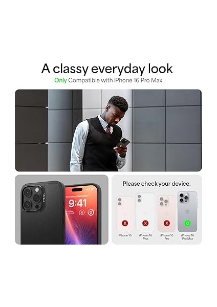Ciel By Cyrıll iPhone 16 Pro Max ile Uyumlu Magsafe Kılıf Kajuk Mag Hava Kanalı Teknolojisi Askeri Sınıf Koruma Black Vegan Deri Kapak - ACS08395 modelleri