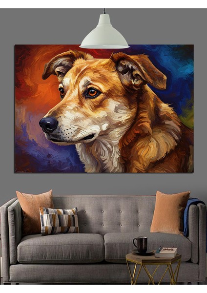 Kahverengi Köpek Dost Portresi Dekoratif Kanvas - Mdf Ahşap Tablo