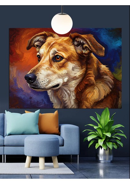 Kahverengi Köpek Dost Portresi Dekoratif Kanvas - Mdf Ahşap Tablo modelleri