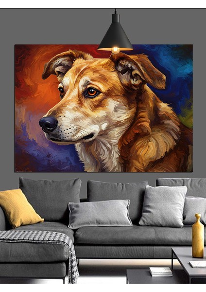 Kahverengi Köpek Dost Portresi Dekoratif Kanvas - Mdf Ahşap Tablo indirimleri