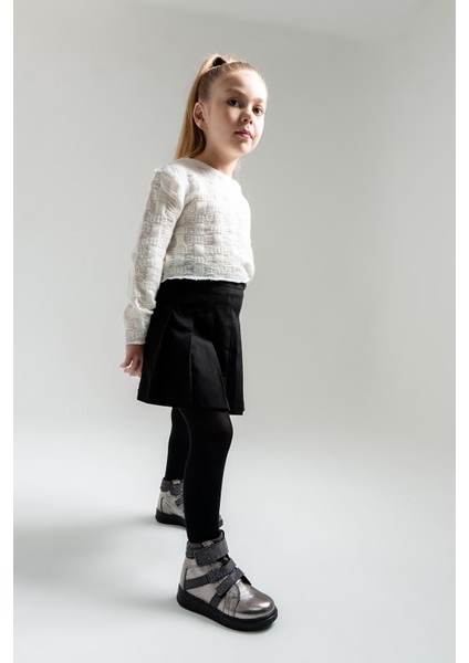 Kız Çocuk Gümüş Hakiki Deri Suya Dayanıklı Anatomik Günlük Bot