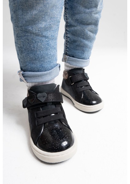 Kız Çocuk Siyah Hakiki Deri Suya Dayanıklı Anatomik Ilk Adım Bot