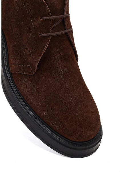 Erkek Kahverengi Bağcıklı Süet Deri Bot 25WFD611110