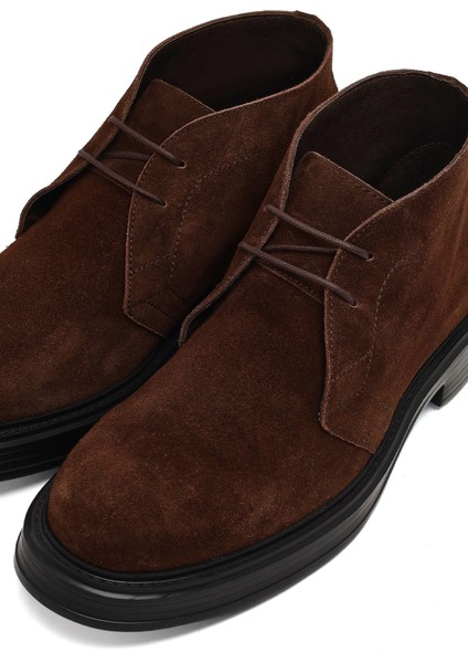 Erkek Kahverengi Bağcıklı Süet Deri Bot 25WFD611110