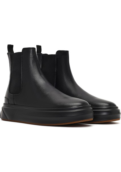 Erkek Siyah Kalın Tabanlı Deri Chelsea Bot 25WFD612218 fırsatları