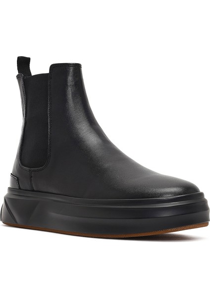 Erkek Siyah Kalın Tabanlı Deri Chelsea Bot 25WFD612218