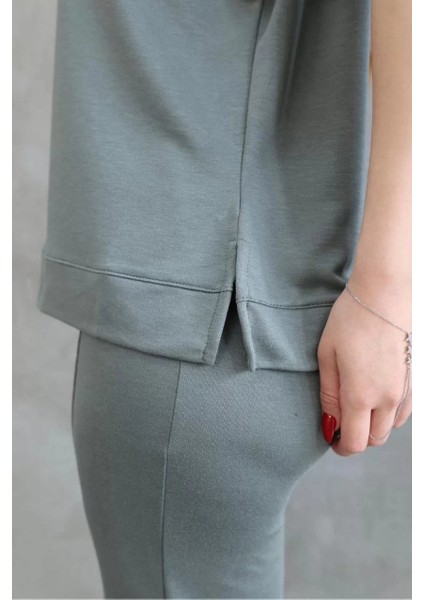 Osy Modal Yumuşak Dokulu Kumaş Bisiklet Yaka Kısa Kollu Takım - Mint Yeşili modelleri