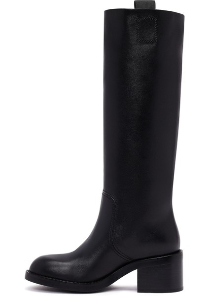 Kadın Siyah Kalın Topuklu Deri Çizme 25WFD491618 indirimleri