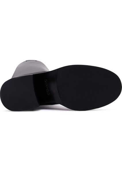 Kadın Siyah Kalın Topuklu Deri Çizme 25WFD491618