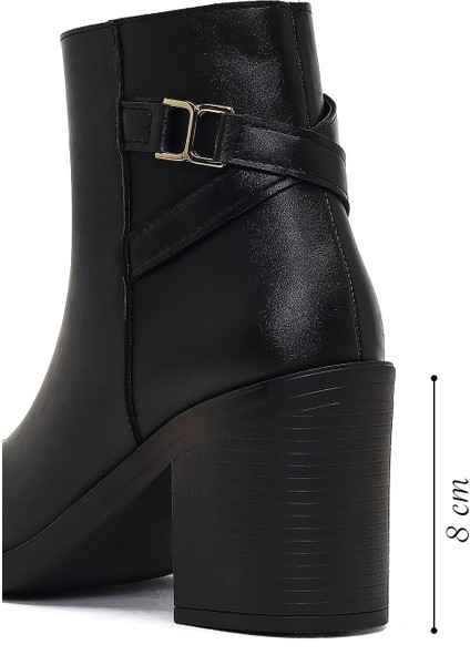 Kadın Siyah Fermuarlı Kalın Topuklu Bot 25WFE251418 fiyatları