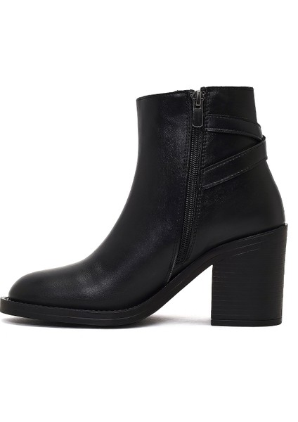 Kadın Siyah Fermuarlı Kalın Topuklu Bot 25WFE251418 fırsatları