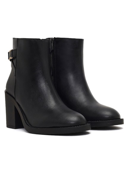 Kadın Siyah Fermuarlı Kalın Topuklu Bot 25WFE251418 indirimleri