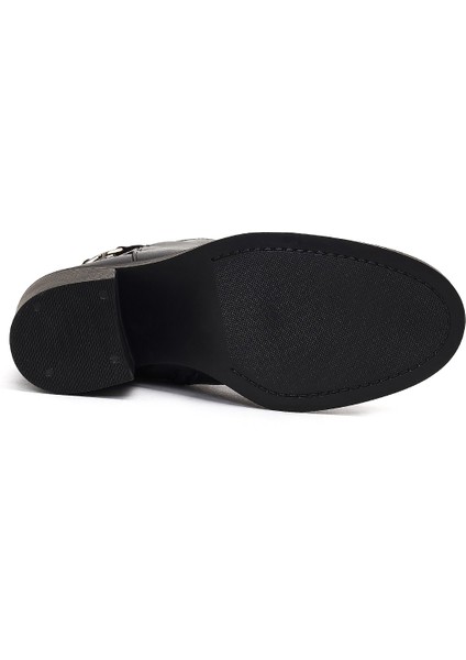 Kadın Siyah Fermuarlı Kalın Topuklu Bot 25WFE251418