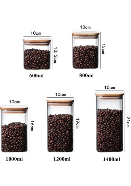 1400ML Sızdırmaz Vakumlu Bambu Kapaklı Borosilikat Cam Kavanoz – Hava Geçirmez & Dayanıklı Gıda Saklama Kabı (10CM x 21CM) modelleri